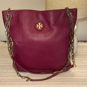 Tory Burch Whipstitch Leather Logo Bag